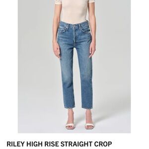 Agolde High Rise Straight Crop Jeans in Blue